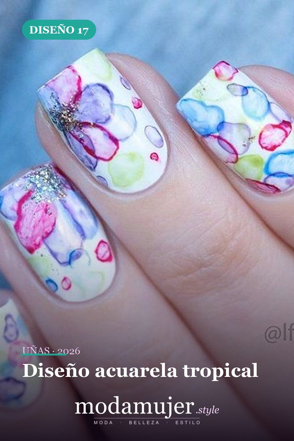 Diseño acuarela tropical — Más de 35 ideas de arte de uñas de acuarela inusuales que se ven geniales