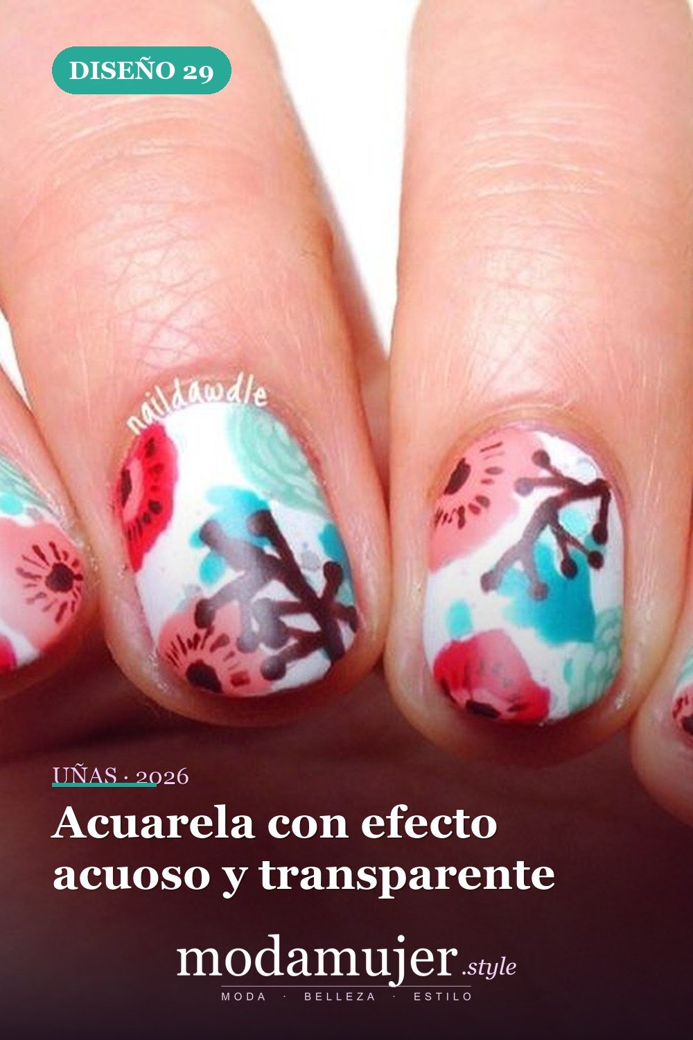 Acuarela con efecto acuoso y transparente — Más de 35 ideas de arte de uñas de acuarela inusuales que se ven geniales