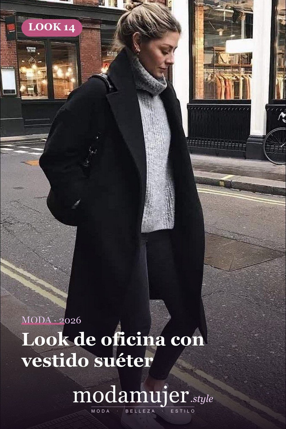 Look de oficina con vestido suéter — Más de 40 ideas de trajes de invierno para mujeres en 2026