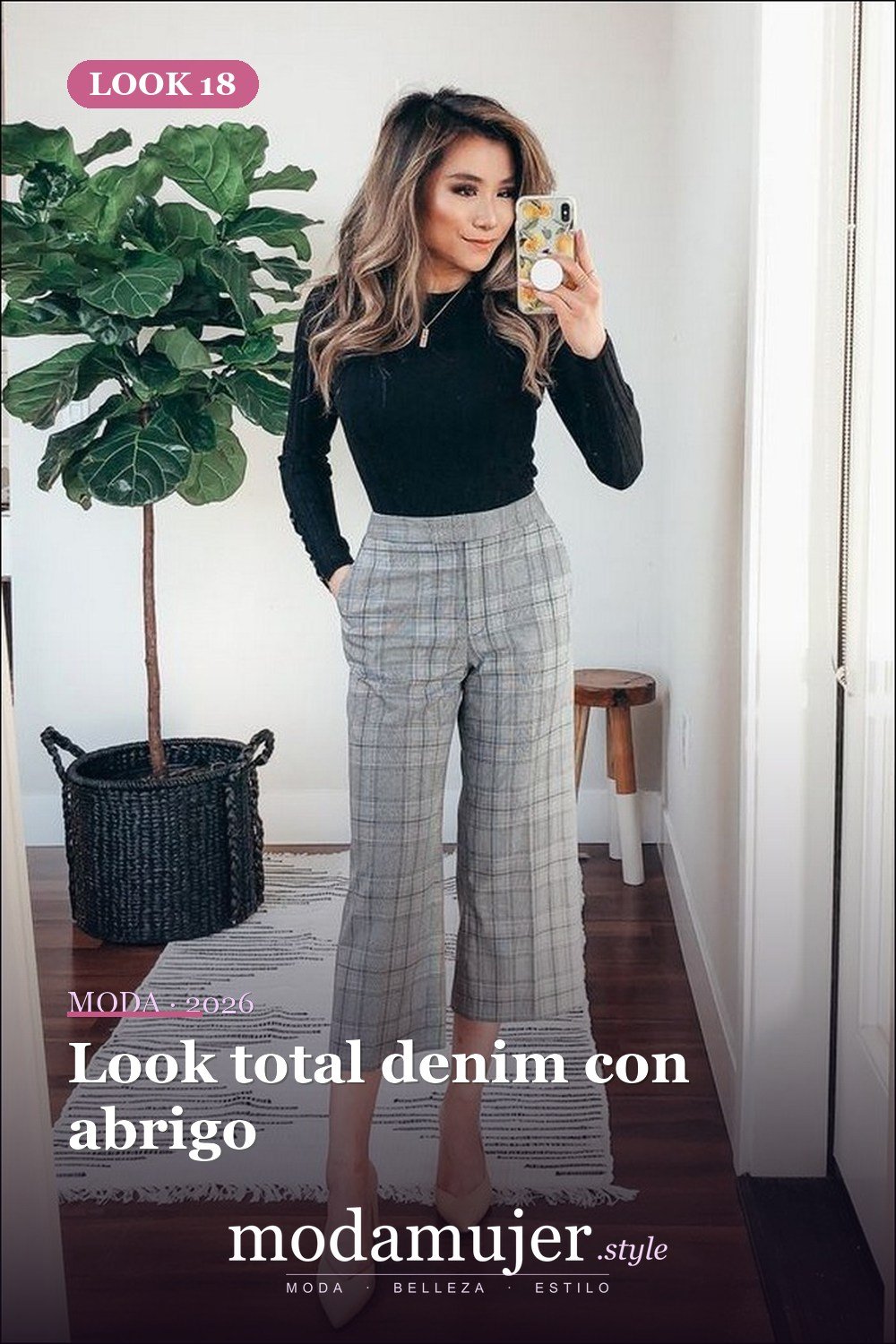 Look total denim con abrigo — Más de 40 ideas de trajes de invierno para mujeres en 2026