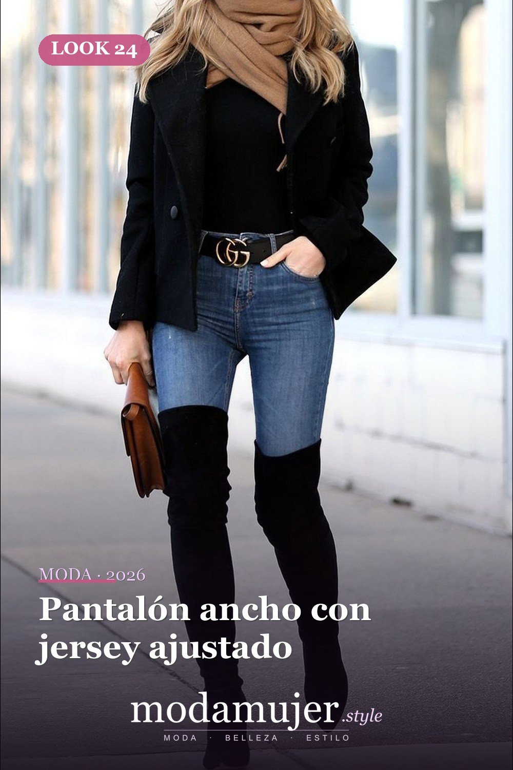 Pantalón ancho con jersey ajustado — Más de 40 ideas de trajes de invierno para mujeres en 2026