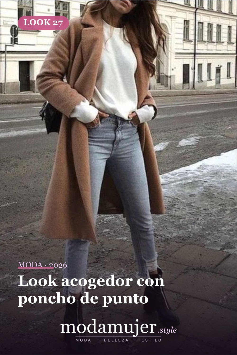 Look acogedor con poncho de punto — Más de 40 ideas de trajes de invierno para mujeres en 2026