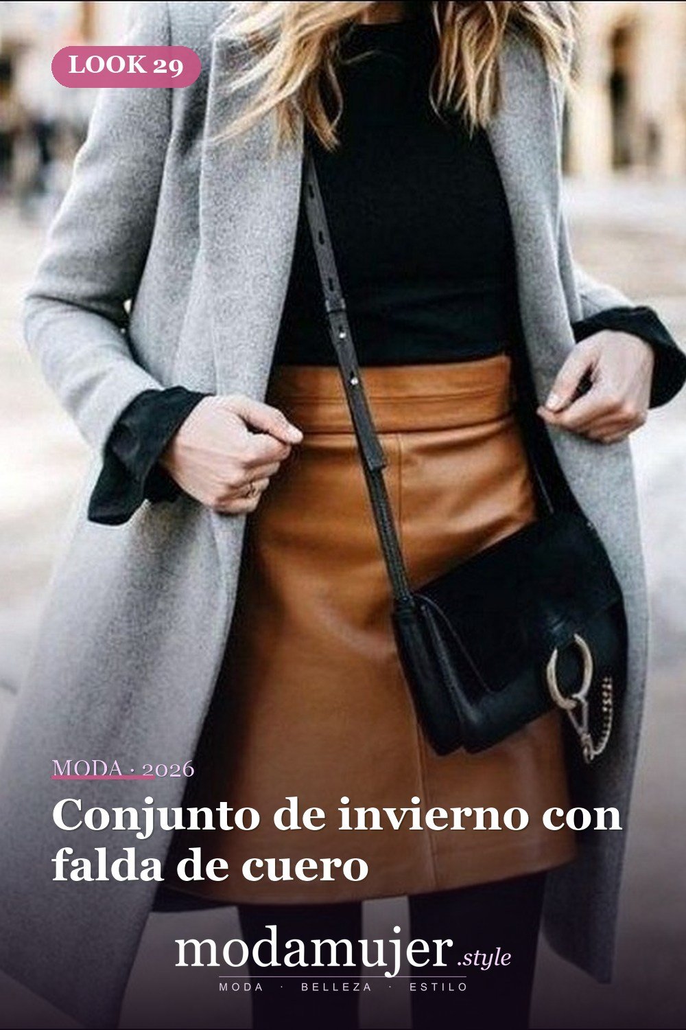 Conjunto de invierno con falda de cuero — Más de 40 ideas de trajes de invierno para mujeres en 2026