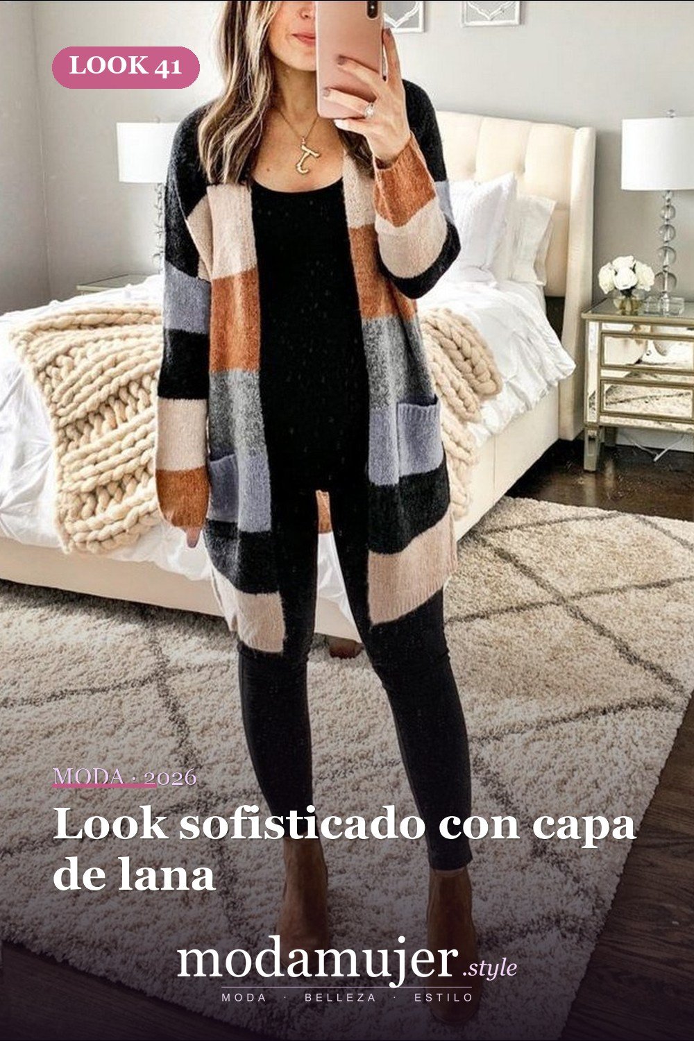 Look sofisticado con capa de lana — Más de 40 ideas de trajes de invierno para mujeres en 2026