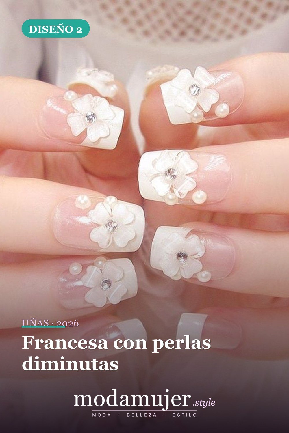 Francesa con perlas diminutas — Más de 40 ideas inspiradoras de arte de uñas para la fiesta de bodas