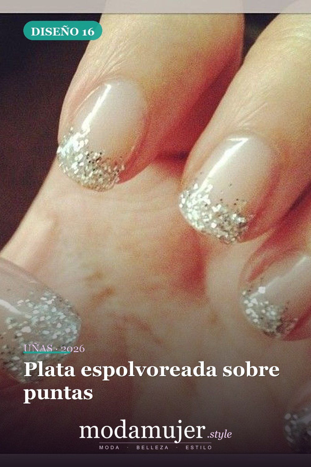 Plata espolvoreada sobre puntas — Más de 40 ideas inspiradoras de arte de uñas para la fiesta de bodas