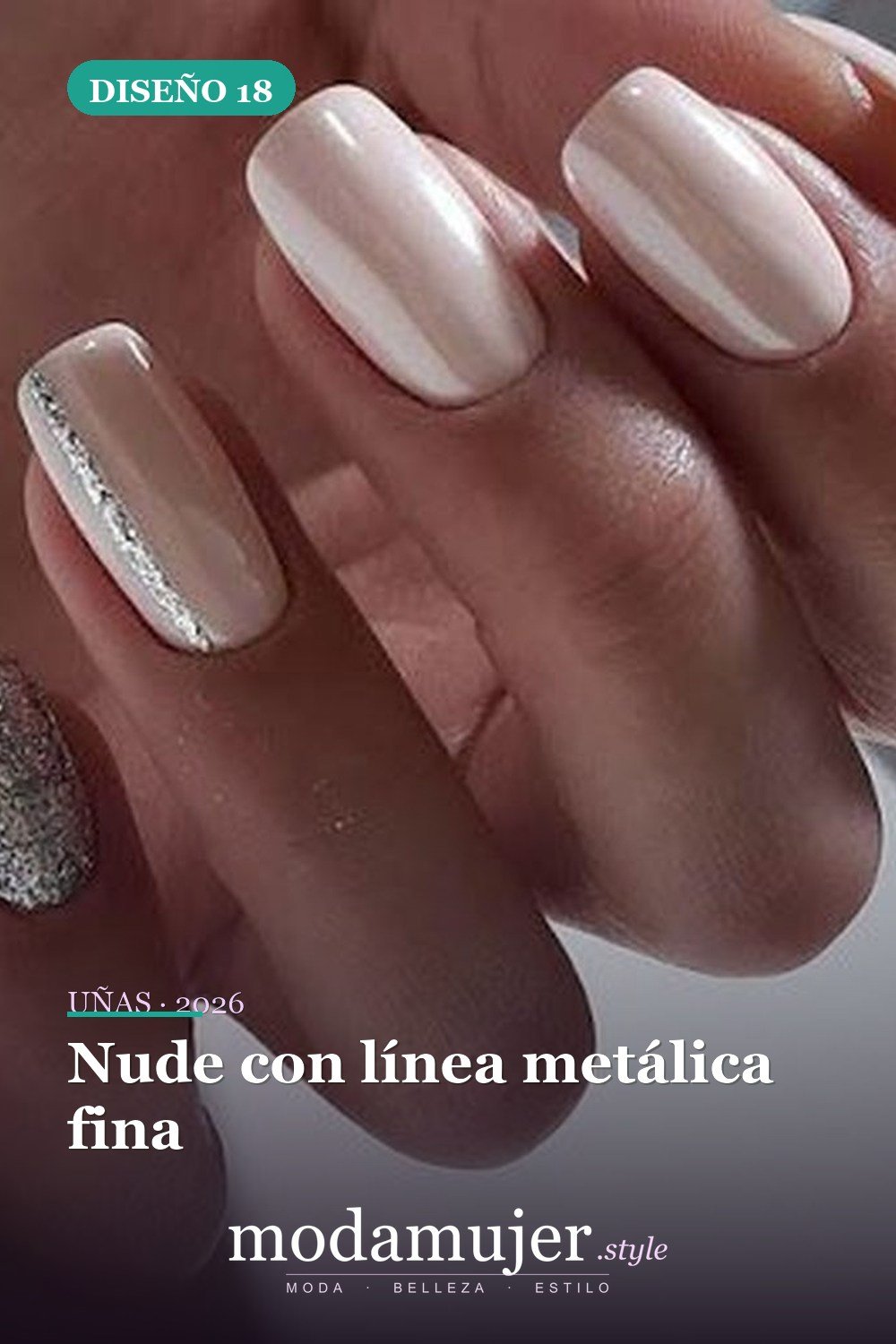 Nude con línea metálica fina — Más de 40 ideas inspiradoras de arte de uñas para la fiesta de bodas