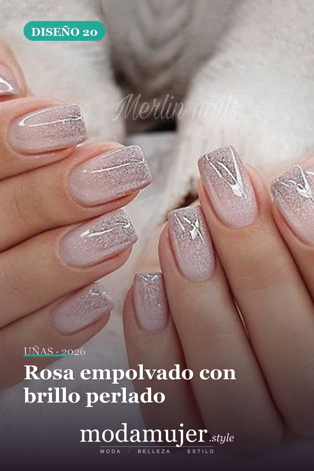 Rosa empolvado con brillo perlado — Más de 40 ideas inspiradoras de arte de uñas para la fiesta de bodas