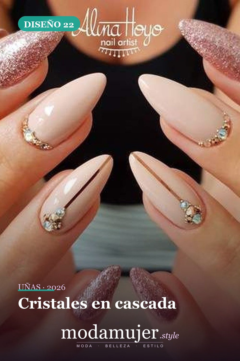 Cristales en cascada — Más de 40 ideas inspiradoras de arte de uñas para la fiesta de bodas
