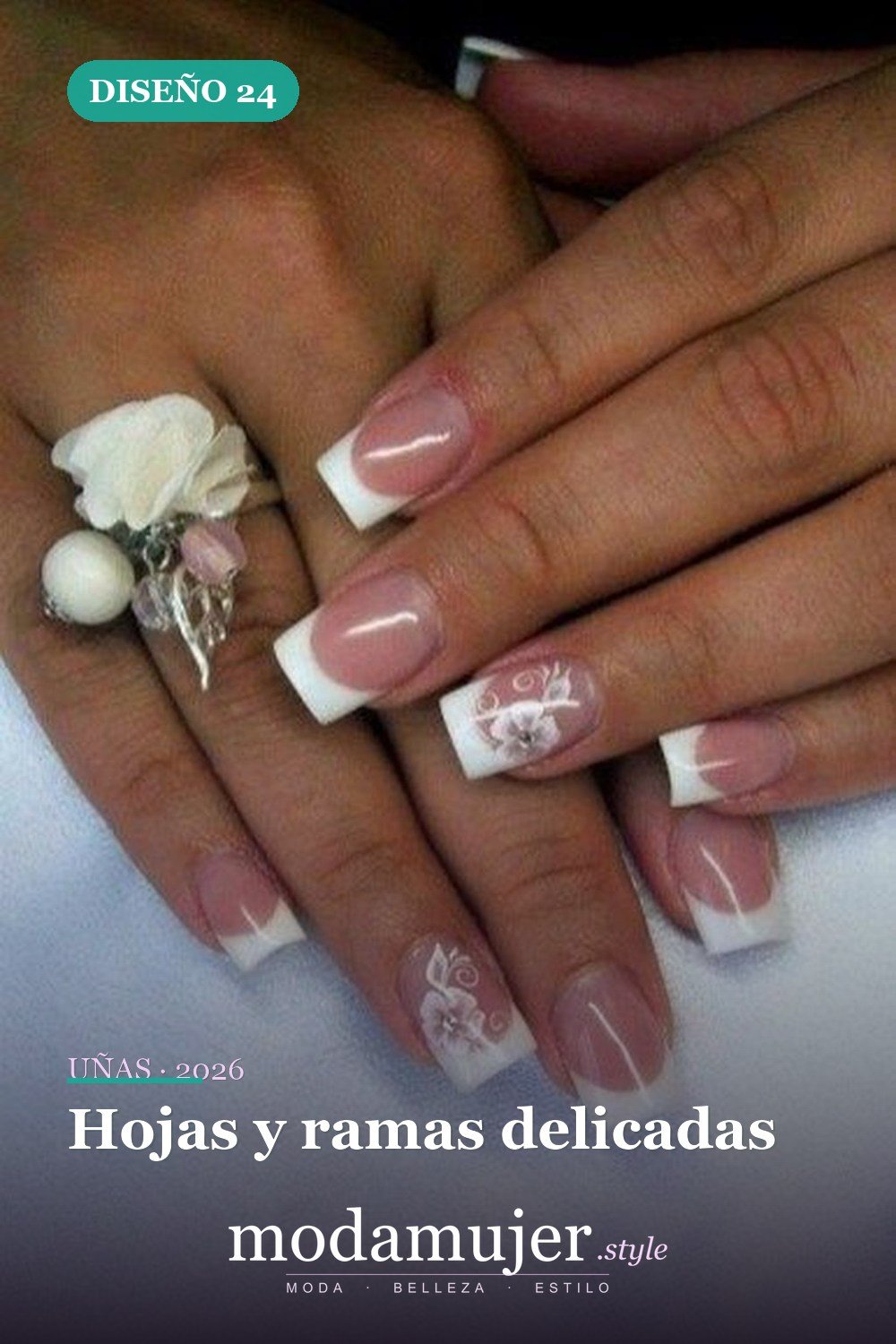 Hojas y ramas delicadas — Más de 40 ideas inspiradoras de arte de uñas para la fiesta de bodas