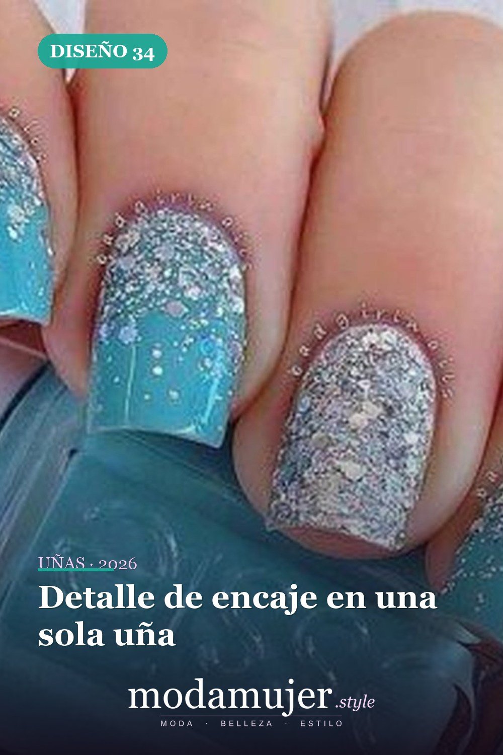 Detalle de encaje en una sola uña — Más de 40 ideas inspiradoras de arte de uñas para la fiesta de bodas