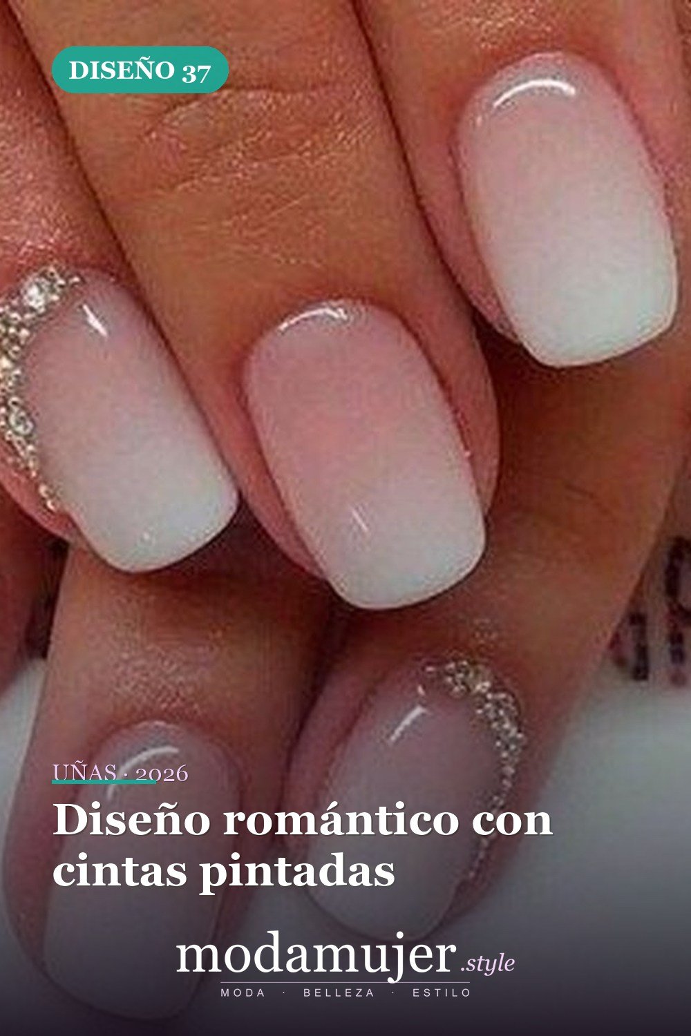 Diseño romántico con cintas pintadas — Más de 40 ideas inspiradoras de arte de uñas para la fiesta de bodas