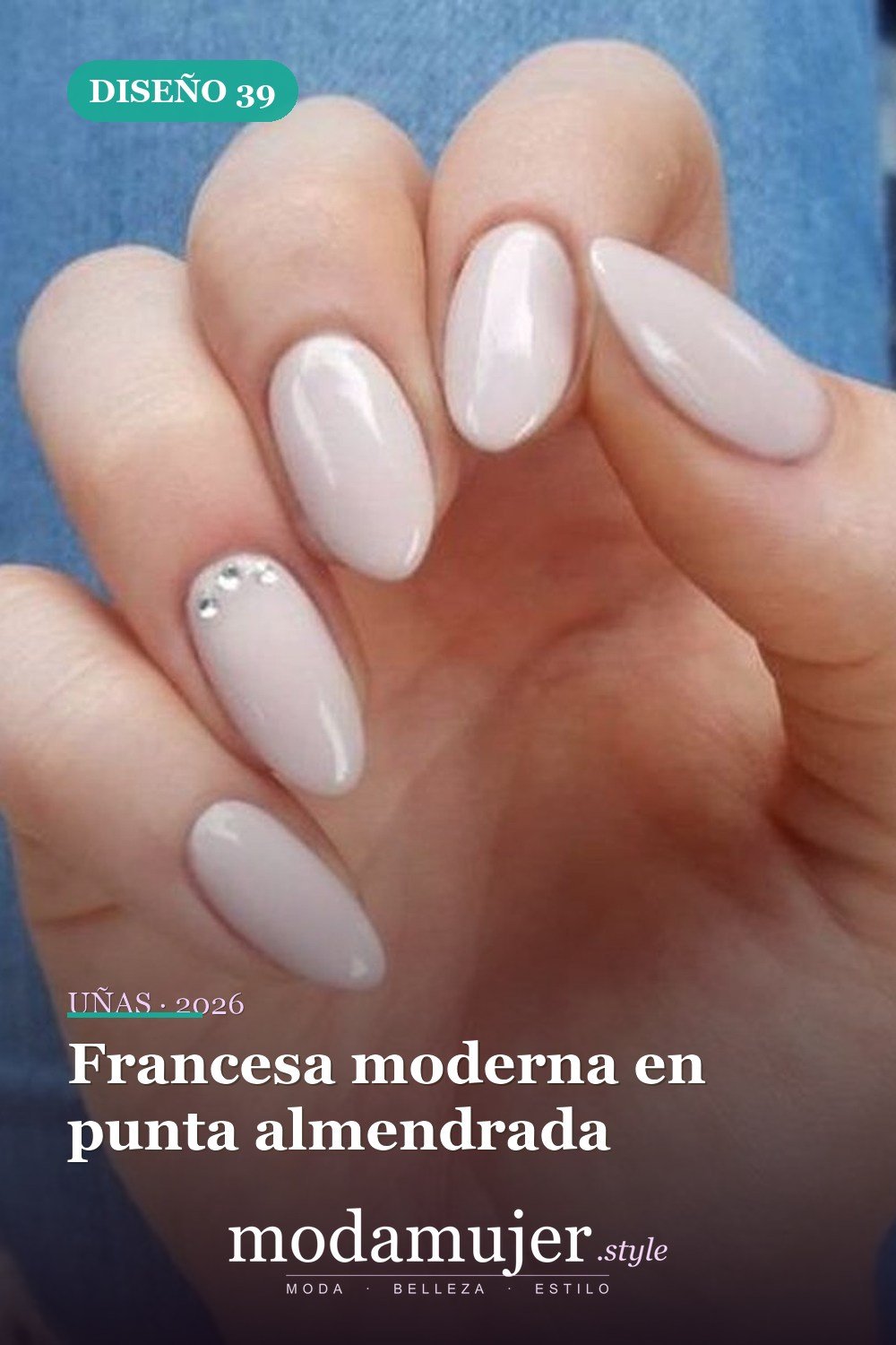 Francesa moderna en punta almendrada — Más de 40 ideas inspiradoras de arte de uñas para la fiesta de bodas