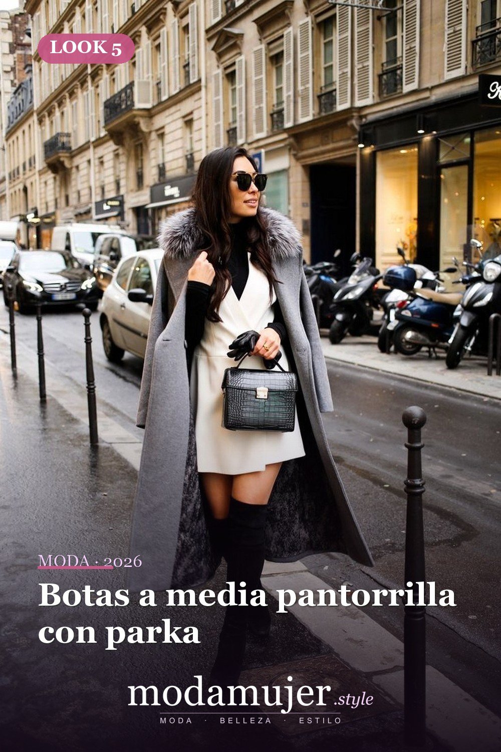 Botas a media pantorrilla con parka — Más de 41 combinaciones de botas y abrigos para el invierno 2026
