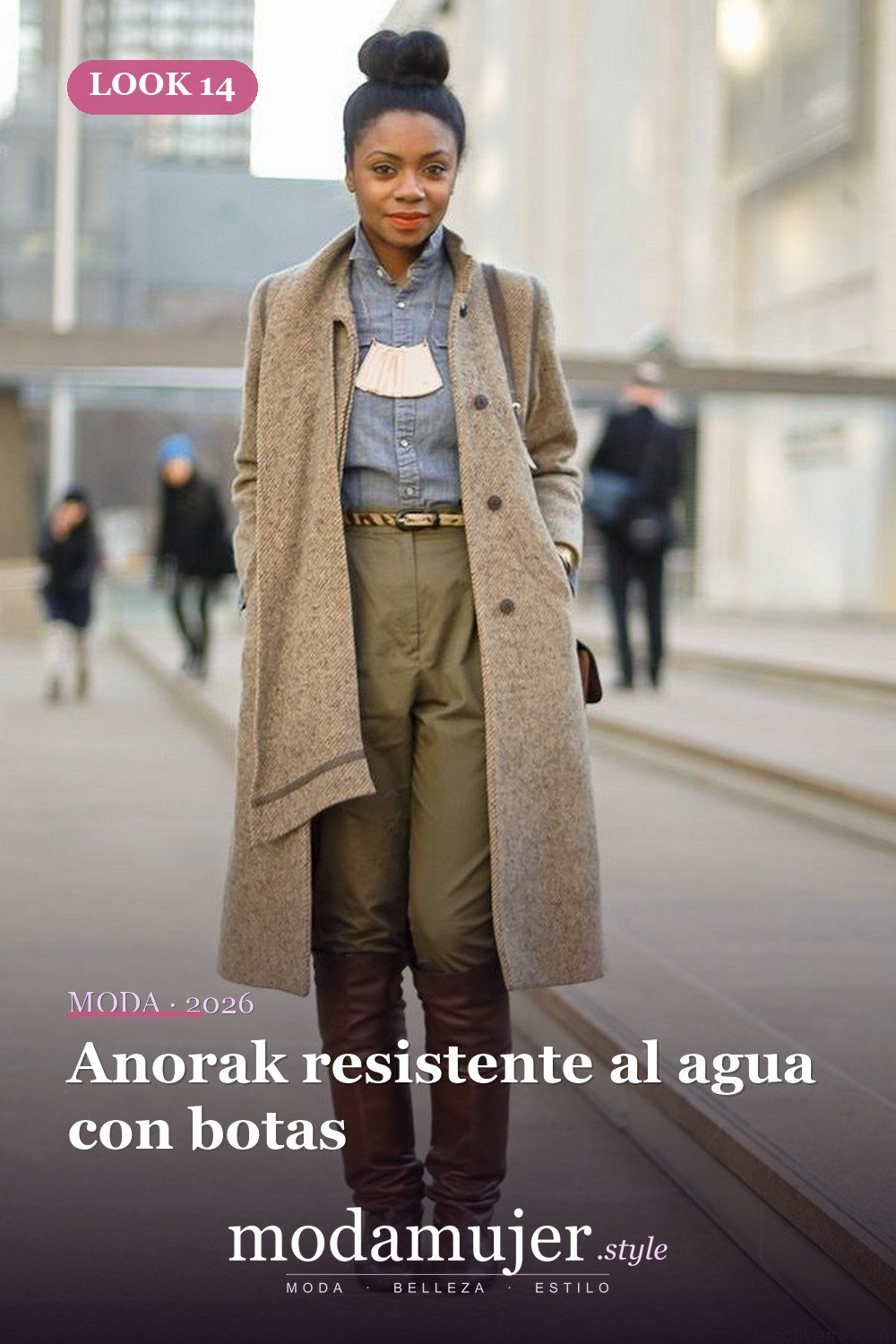 Anorak resistente al agua con botas — Más de 41 combinaciones de botas y abrigos para el invierno 2026