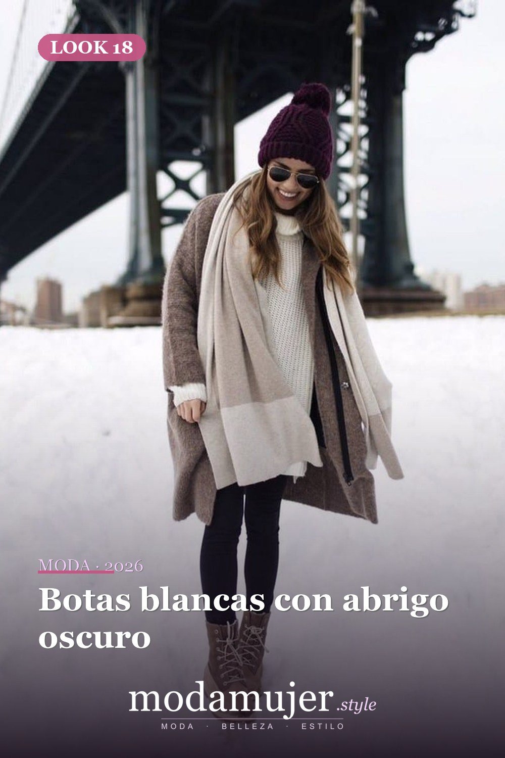 Botas blancas con abrigo oscuro — Más de 41 combinaciones de botas y abrigos para el invierno 2026