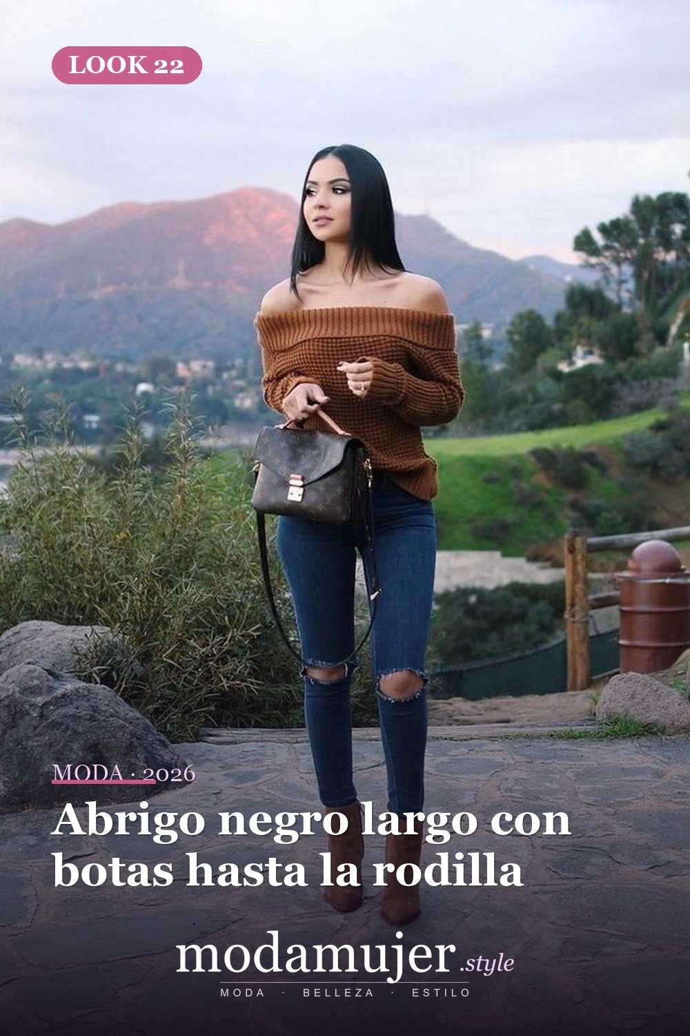 Abrigo negro largo con botas hasta la rodilla — Más de 41 combinaciones de botas y abrigos para el invierno 2026