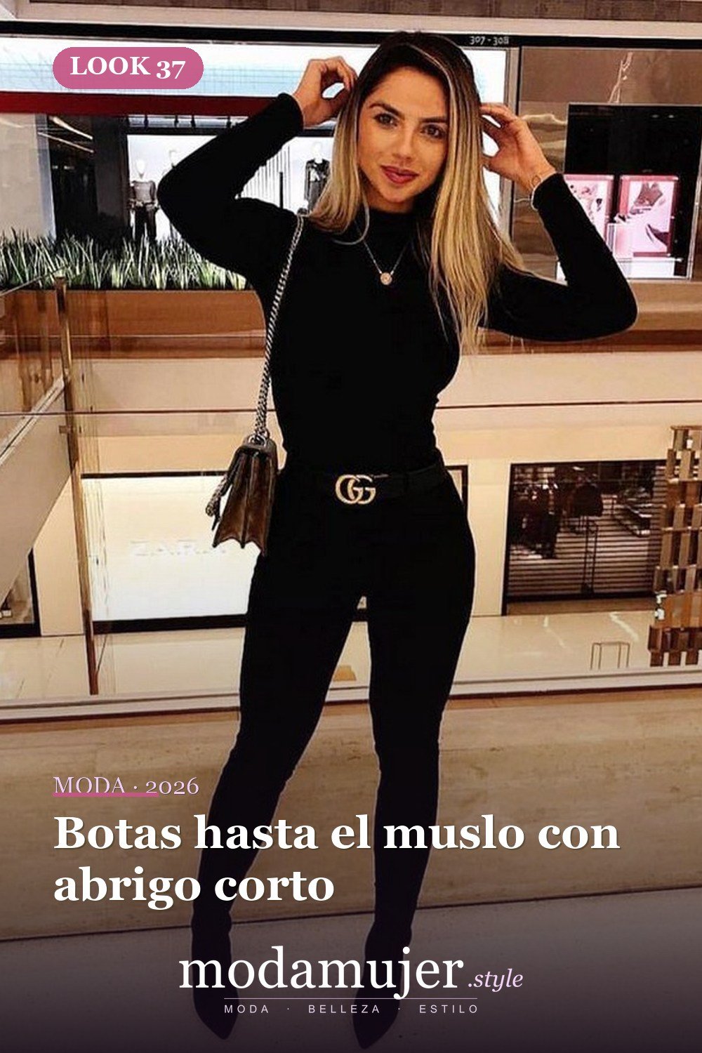 Botas hasta el muslo con abrigo corto — Más de 41 combinaciones de botas y abrigos para el invierno 2026