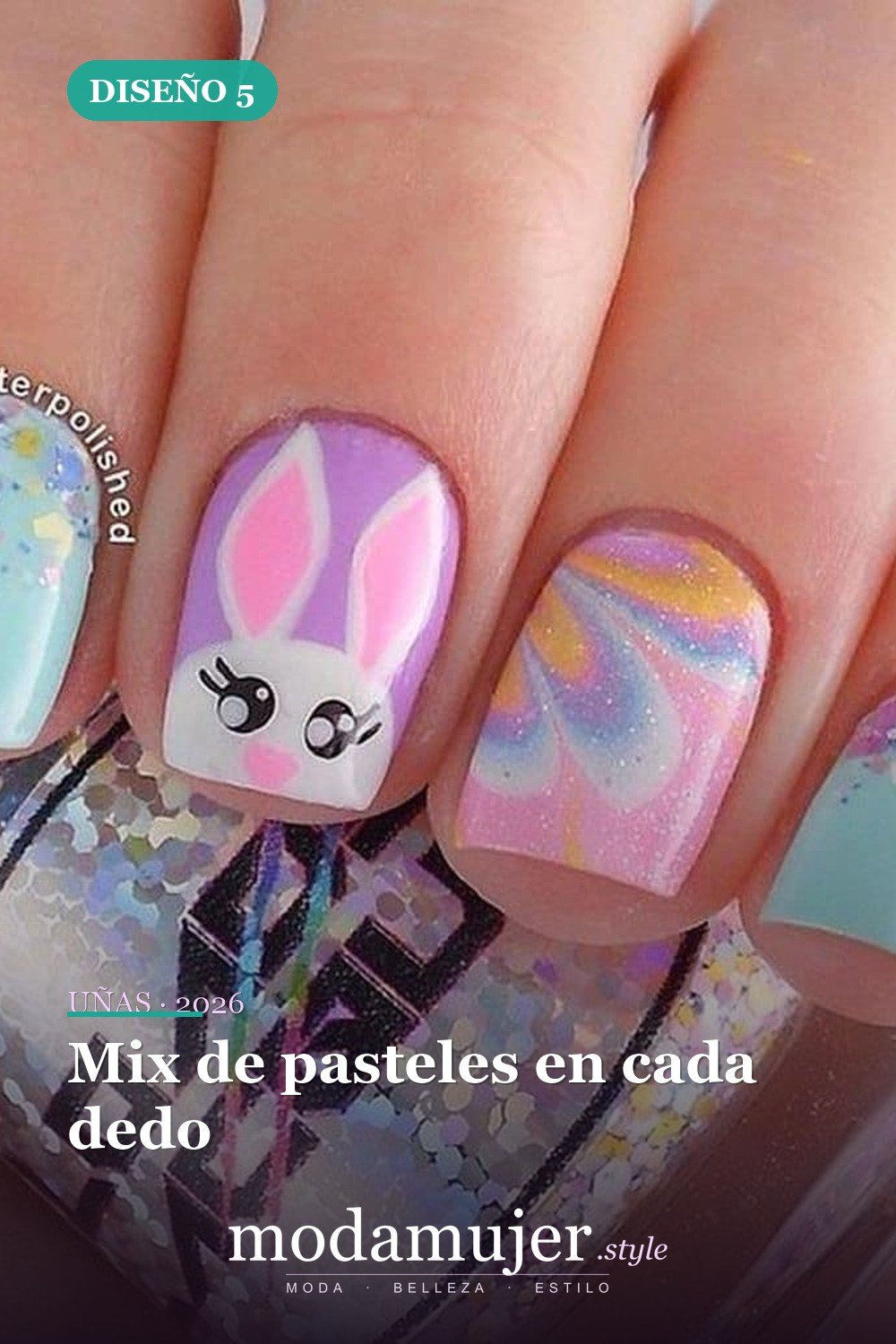 Mix de pasteles en cada dedo — Más de 42 ideas modernas de diseño de uñas de Pascua