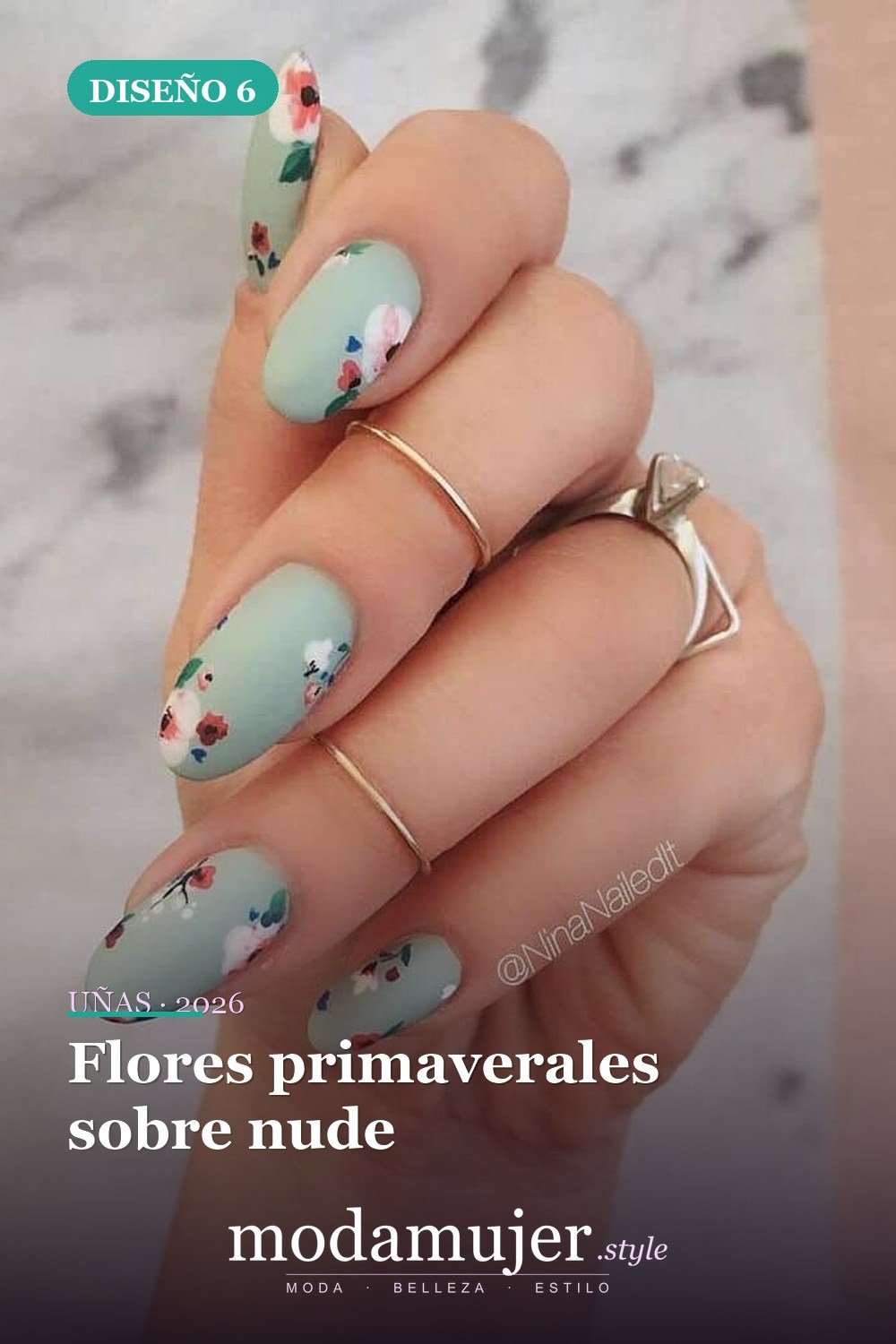 Flores primaverales sobre nude — Más de 42 ideas modernas de diseño de uñas de Pascua