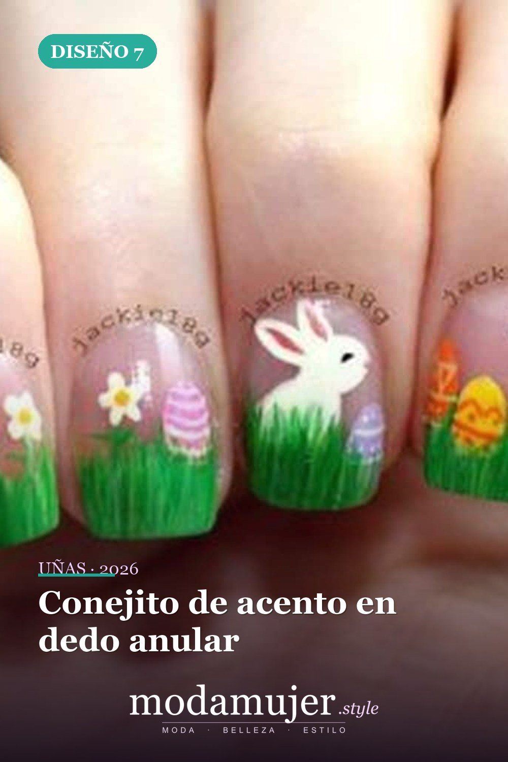 Conejito de acento en dedo anular — Más de 42 ideas modernas de diseño de uñas de Pascua
