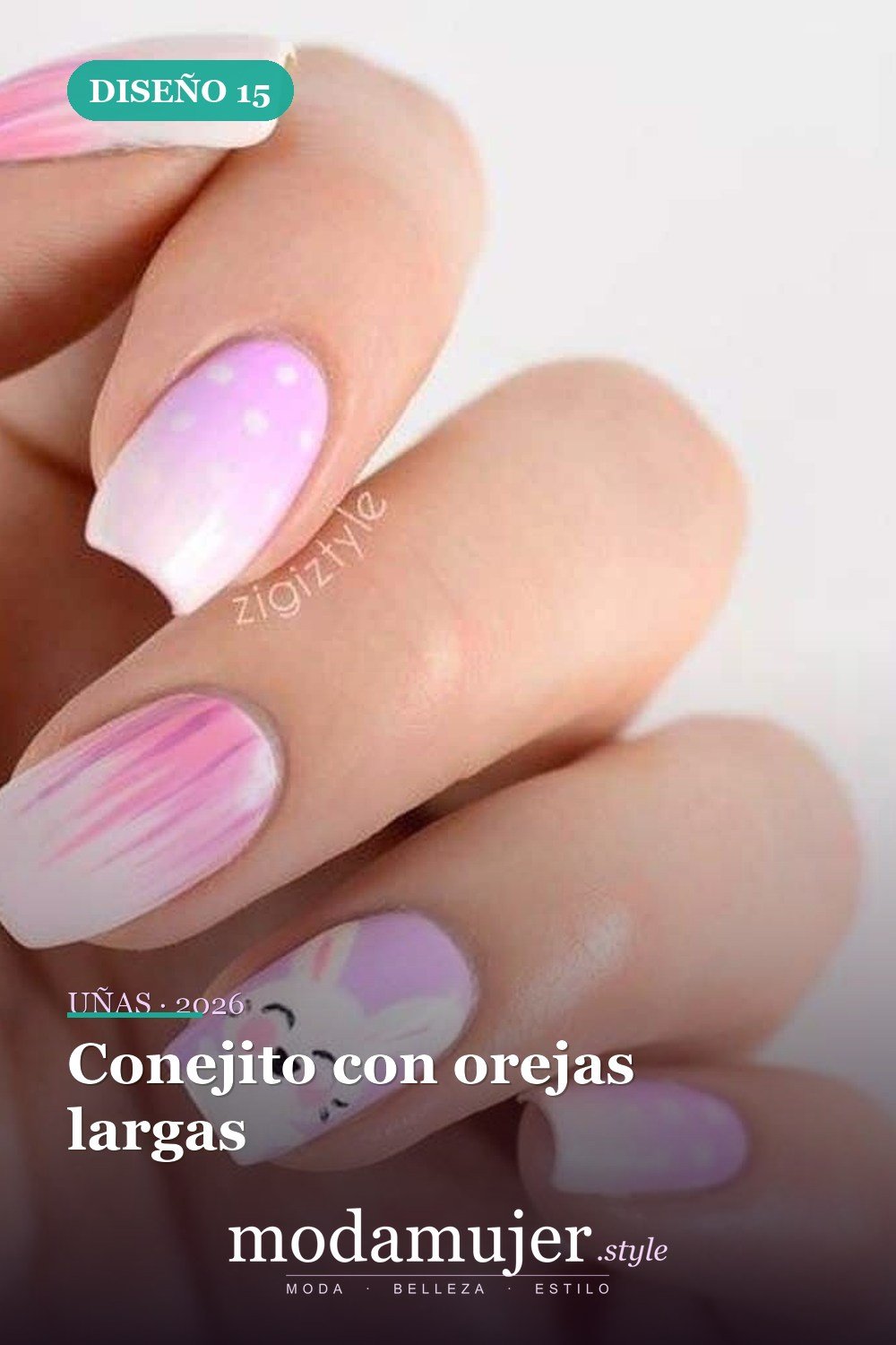 Conejito con orejas largas — Más de 42 ideas modernas de diseño de uñas de Pascua