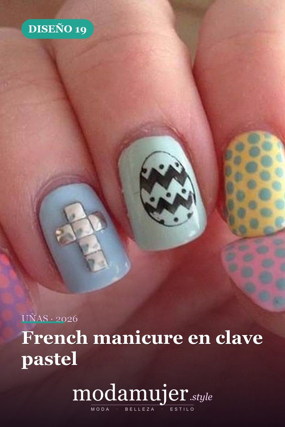 French manicure en clave pastel — Más de 42 ideas modernas de diseño de uñas de Pascua