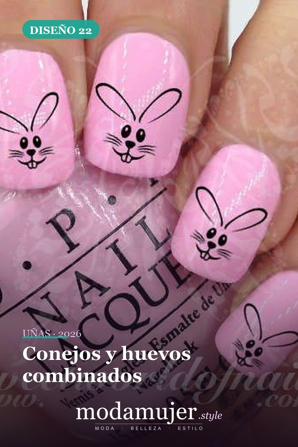 Conejos y huevos combinados — Más de 42 ideas modernas de diseño de uñas de Pascua