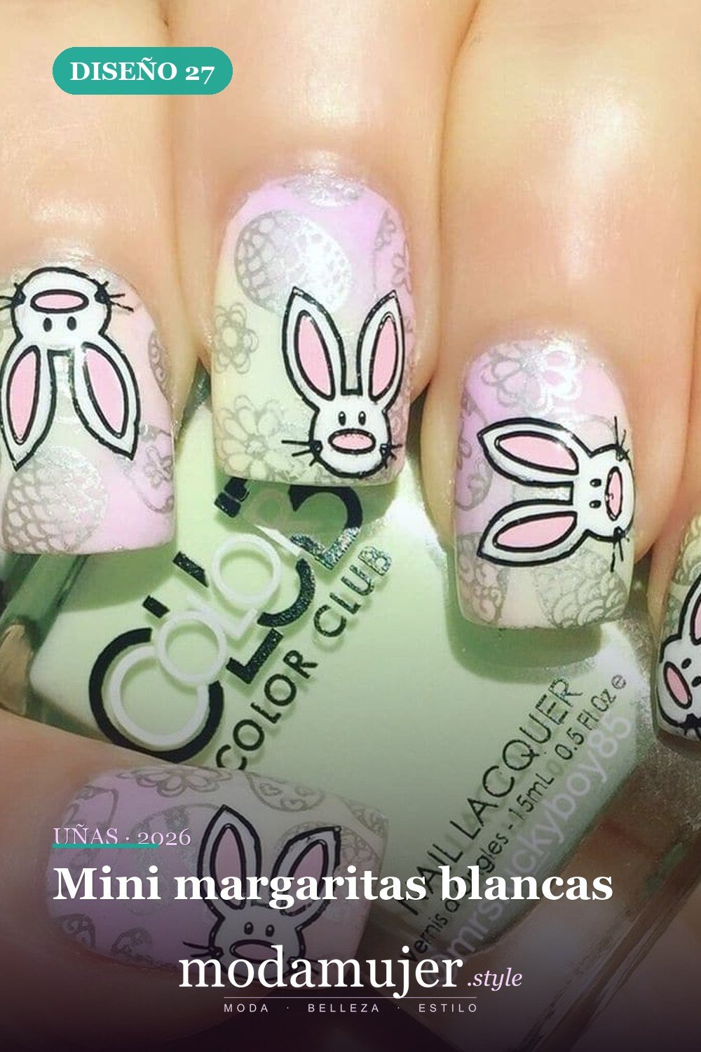 Mini margaritas blancas — Más de 42 ideas modernas de diseño de uñas de Pascua