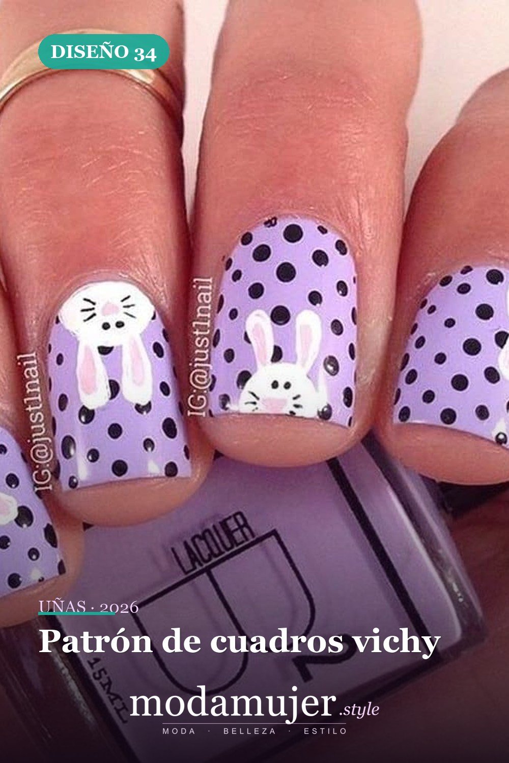 Patrón de cuadros vichy — Más de 42 ideas modernas de diseño de uñas de Pascua