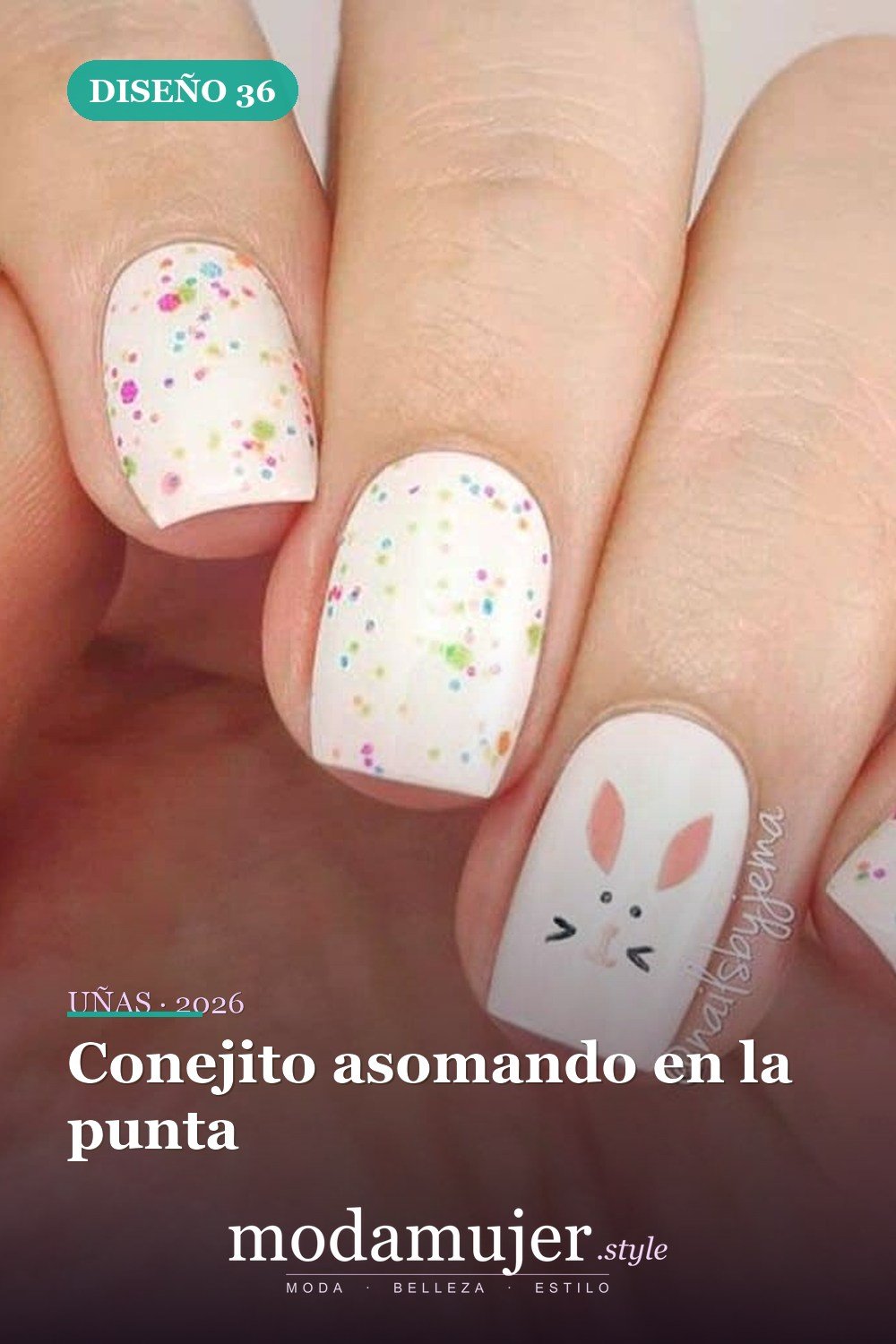 Conejito asomando en la punta — Más de 42 ideas modernas de diseño de uñas de Pascua