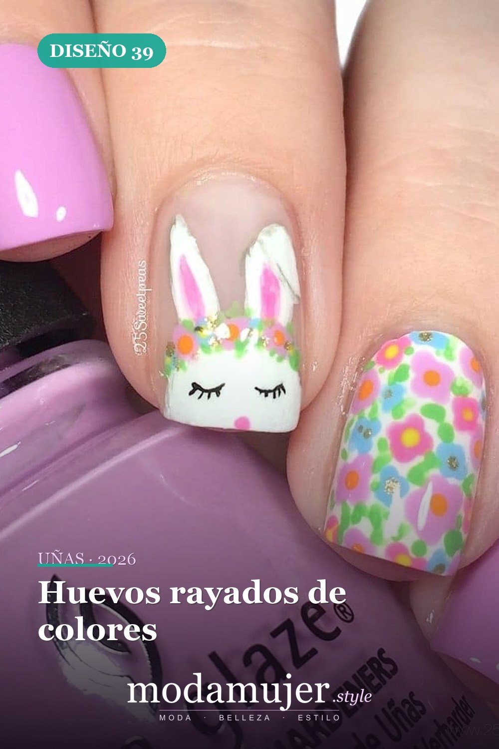 Huevos rayados de colores — Más de 42 ideas modernas de diseño de uñas de Pascua