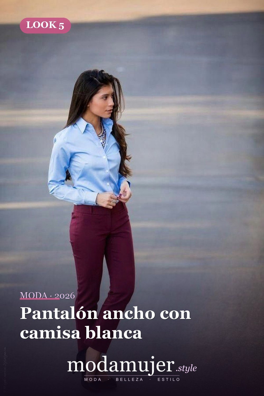 Pantalón ancho con camisa blanca — Más de 42 trajes casuales de trabajo para mujeres para el invierno