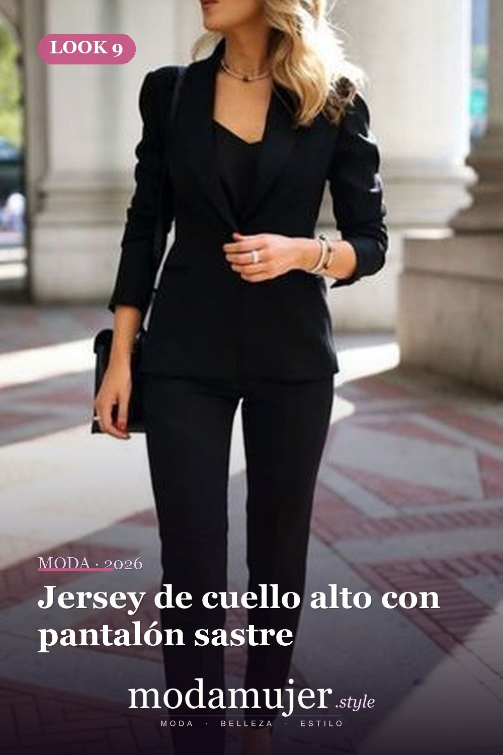 Jersey de cuello alto con pantalón sastre — Más de 42 trajes casuales de trabajo para mujeres para el invierno
