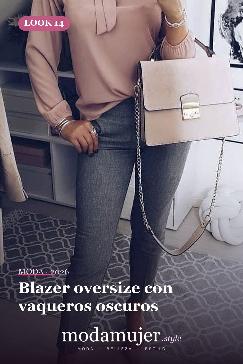 Blazer oversize con vaqueros oscuros — Más de 42 trajes casuales de trabajo para mujeres para el invierno