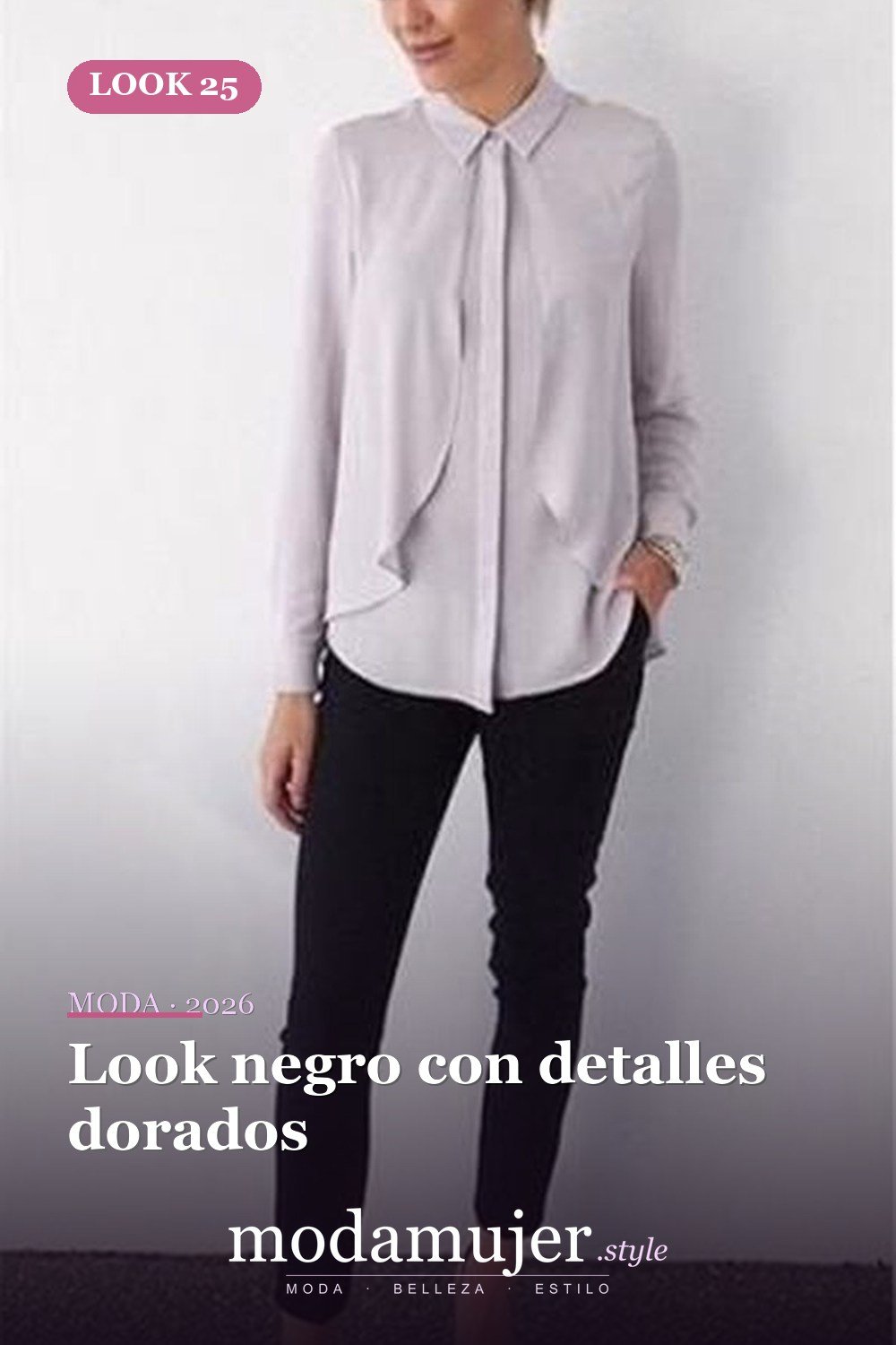 Look negro con detalles dorados — Más de 42 trajes casuales de trabajo para mujeres para el invierno