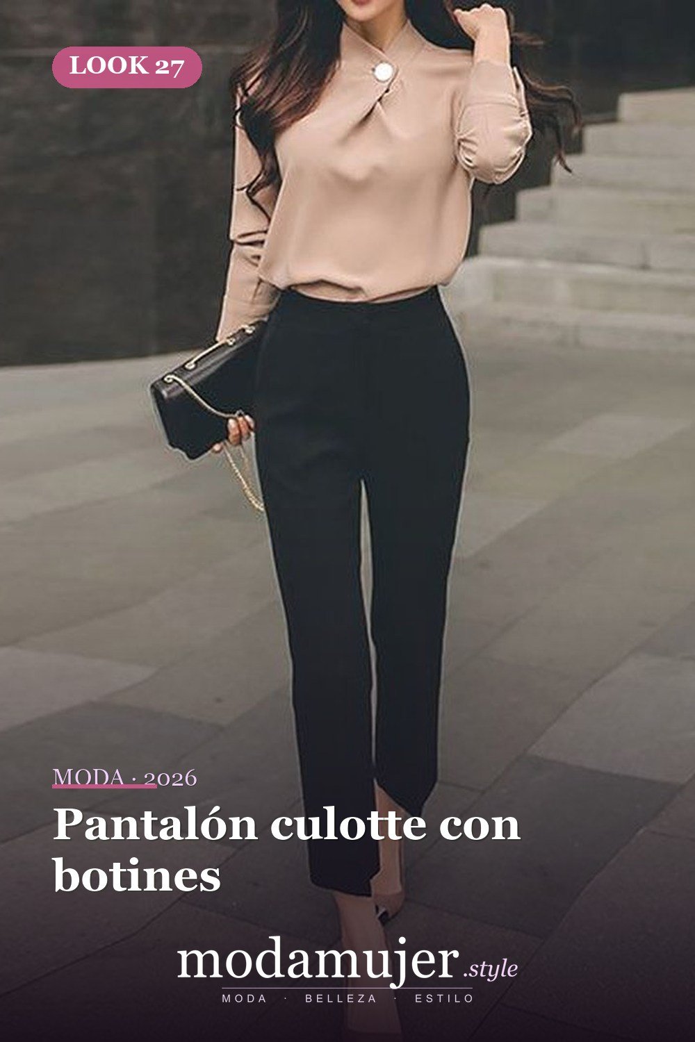 Pantalón culotte con botines — Más de 42 trajes casuales de trabajo para mujeres para el invierno