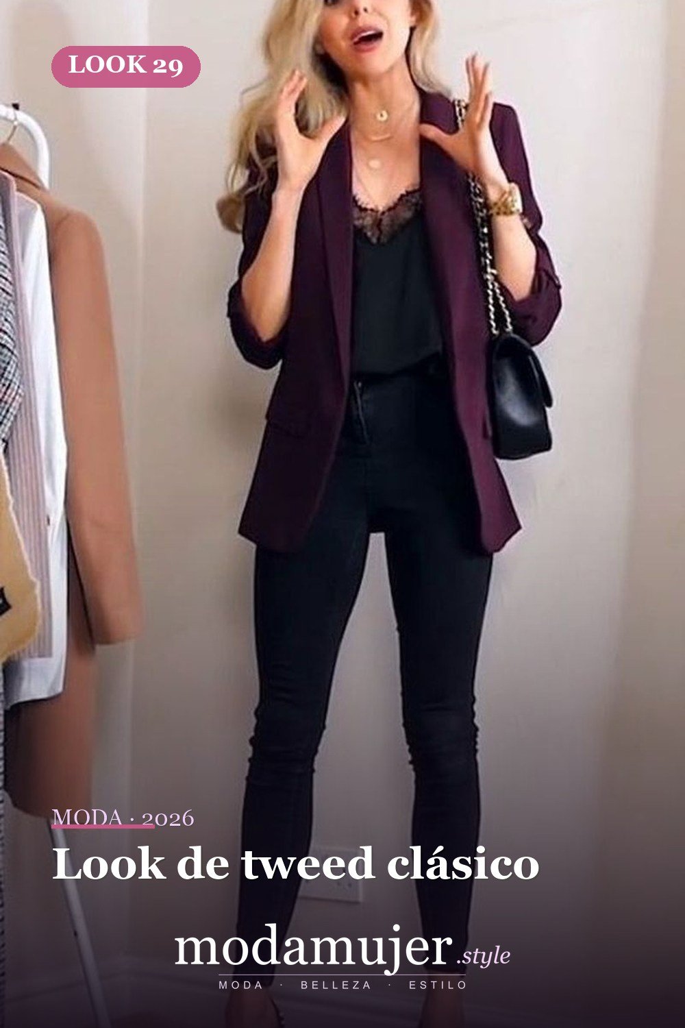 Look de tweed clásico — Más de 42 trajes casuales de trabajo para mujeres para el invierno