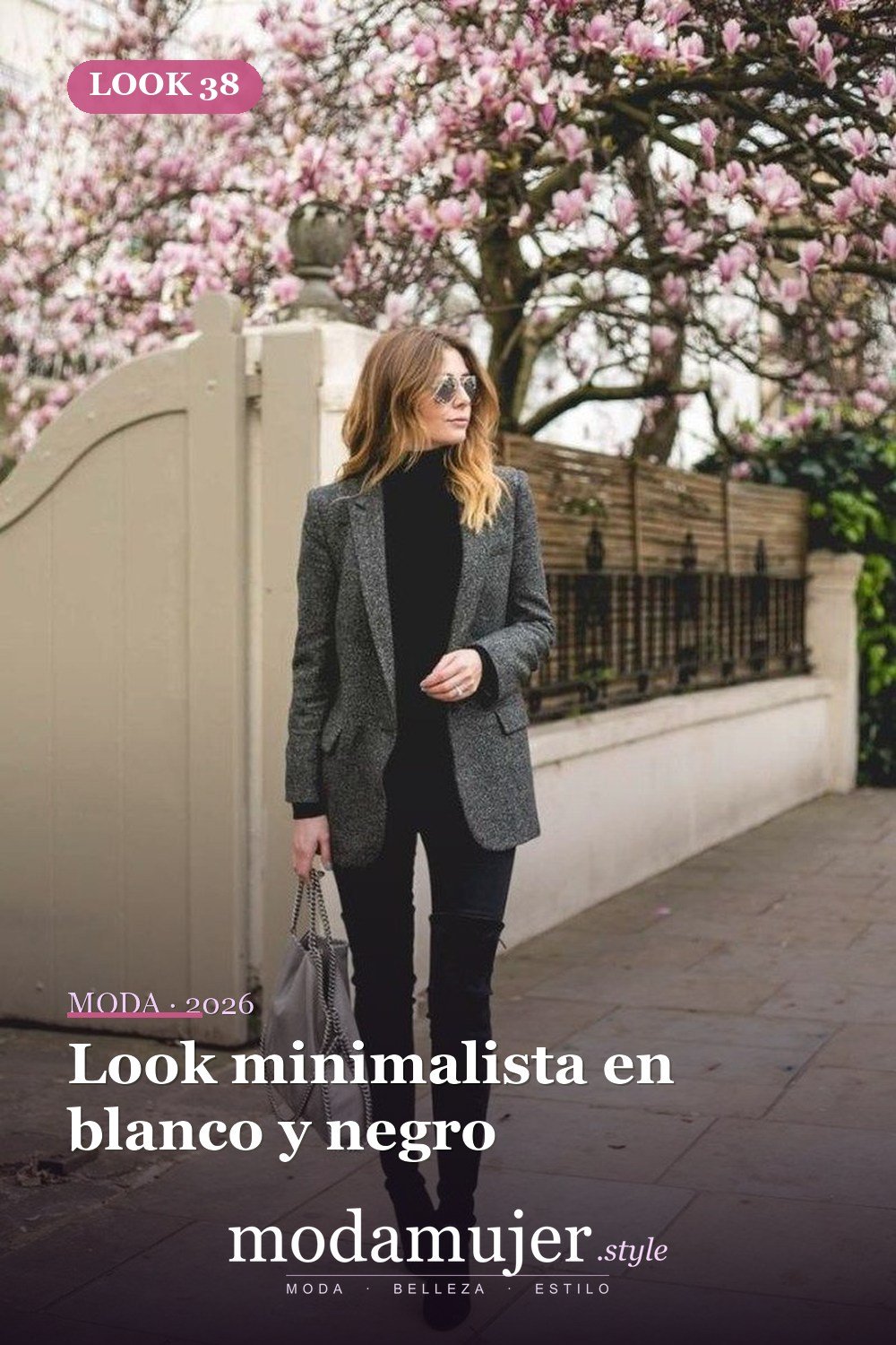 Look minimalista en blanco y negro — Más de 42 trajes casuales de trabajo para mujeres para el invierno