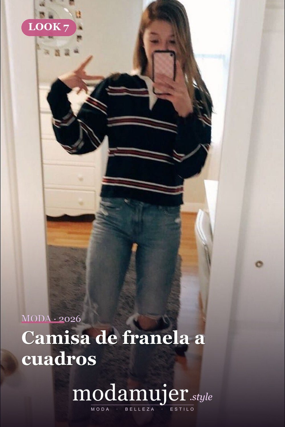 Camisa de franela a cuadros — Más de 45 conjuntos de invierno para la escuela que te encantarán