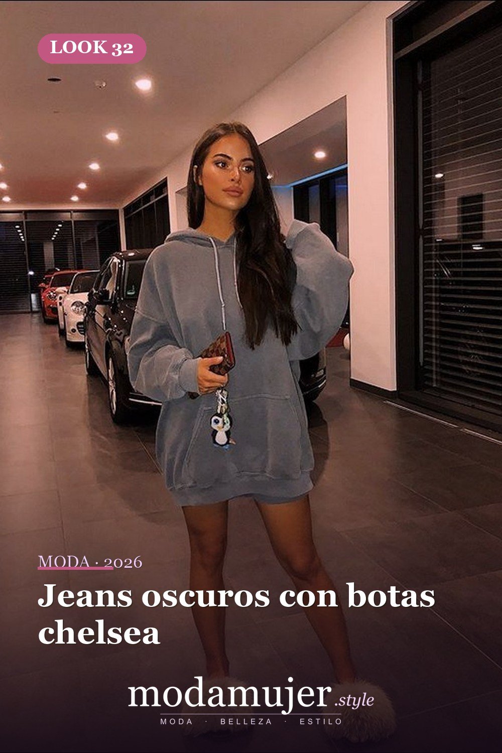 Jeans oscuros con botas chelsea — Más de 45 conjuntos de invierno para la escuela que te encantarán