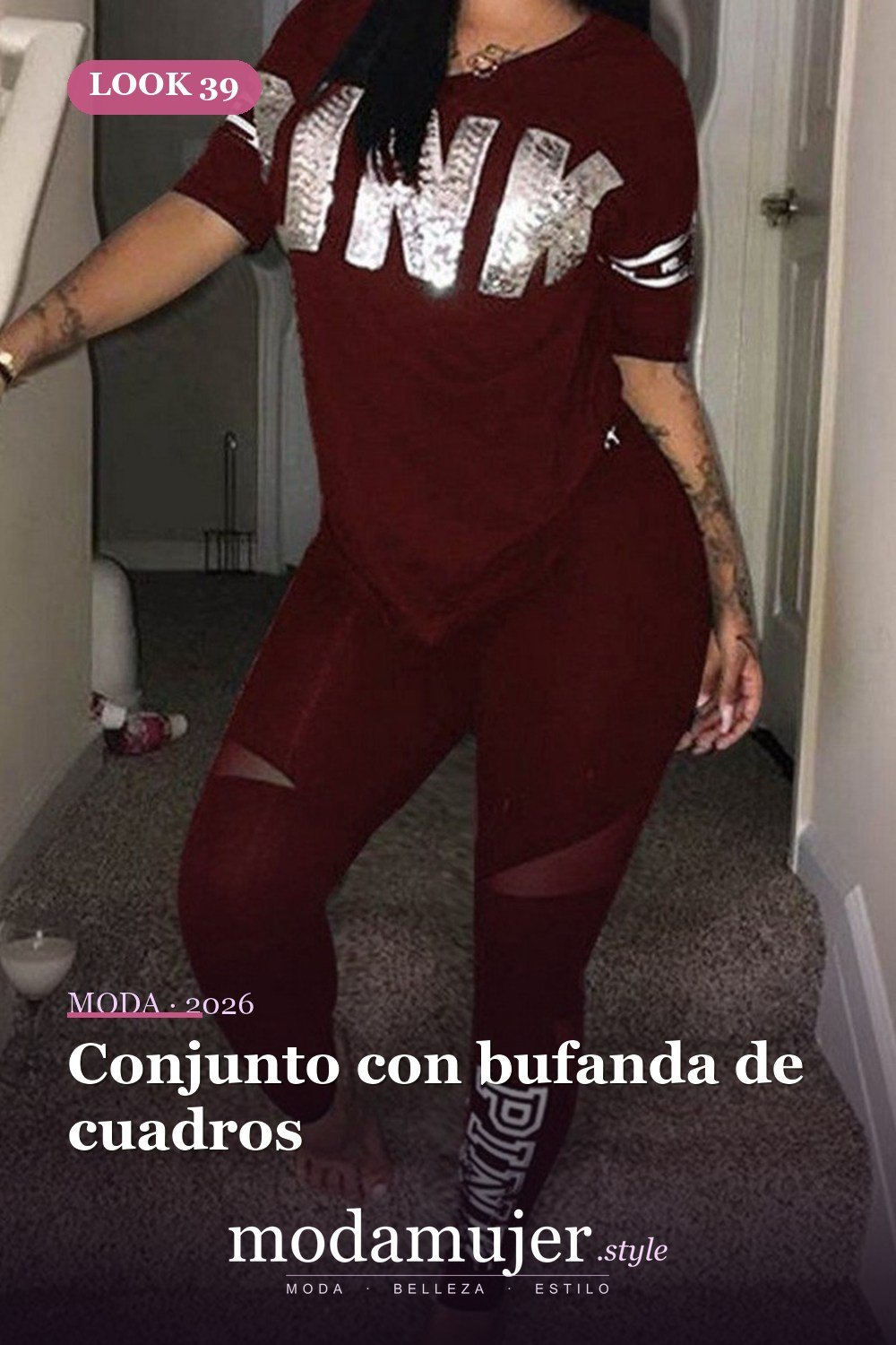 Conjunto con bufanda de cuadros — Más de 45 conjuntos de invierno para la escuela que te encantarán