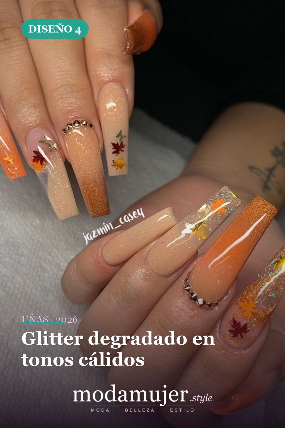 Glitter degradado en tonos cálidos — Más de 46 bonitos diseños de uñas de ataúd acrílico que debes probar