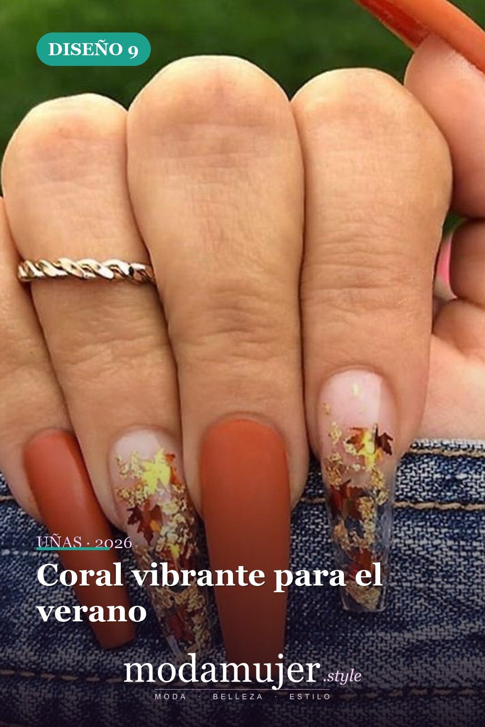 Coral vibrante para el verano — Más de 46 bonitos diseños de uñas de ataúd acrílico que debes probar