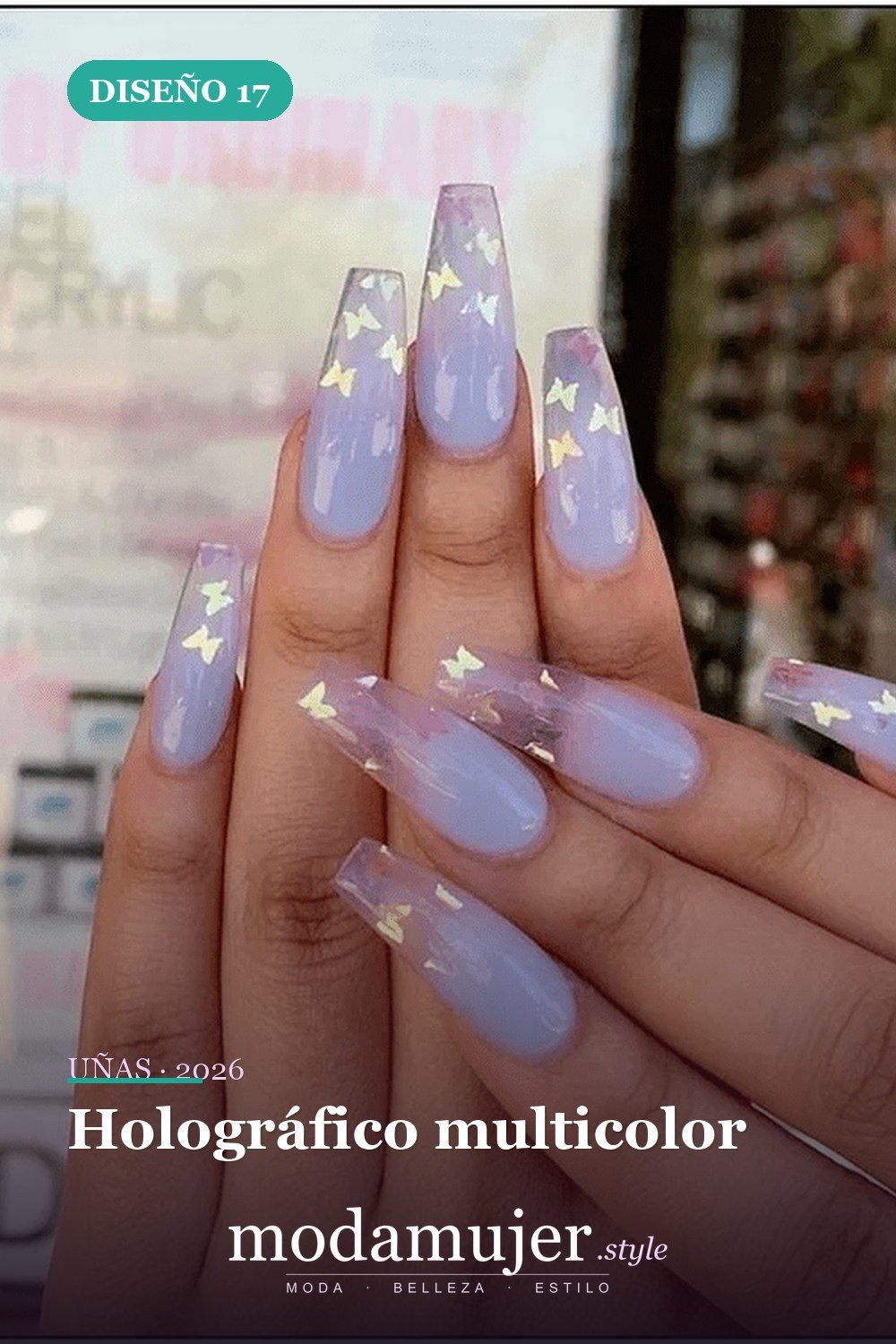 Holográfico multicolor — Más de 46 bonitos diseños de uñas de ataúd acrílico que debes probar