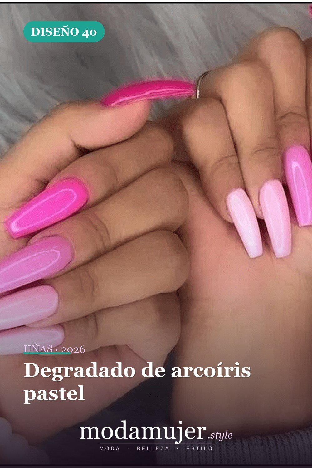 Degradado de arcoíris pastel — Más de 46 bonitos diseños de uñas de ataúd acrílico que debes probar