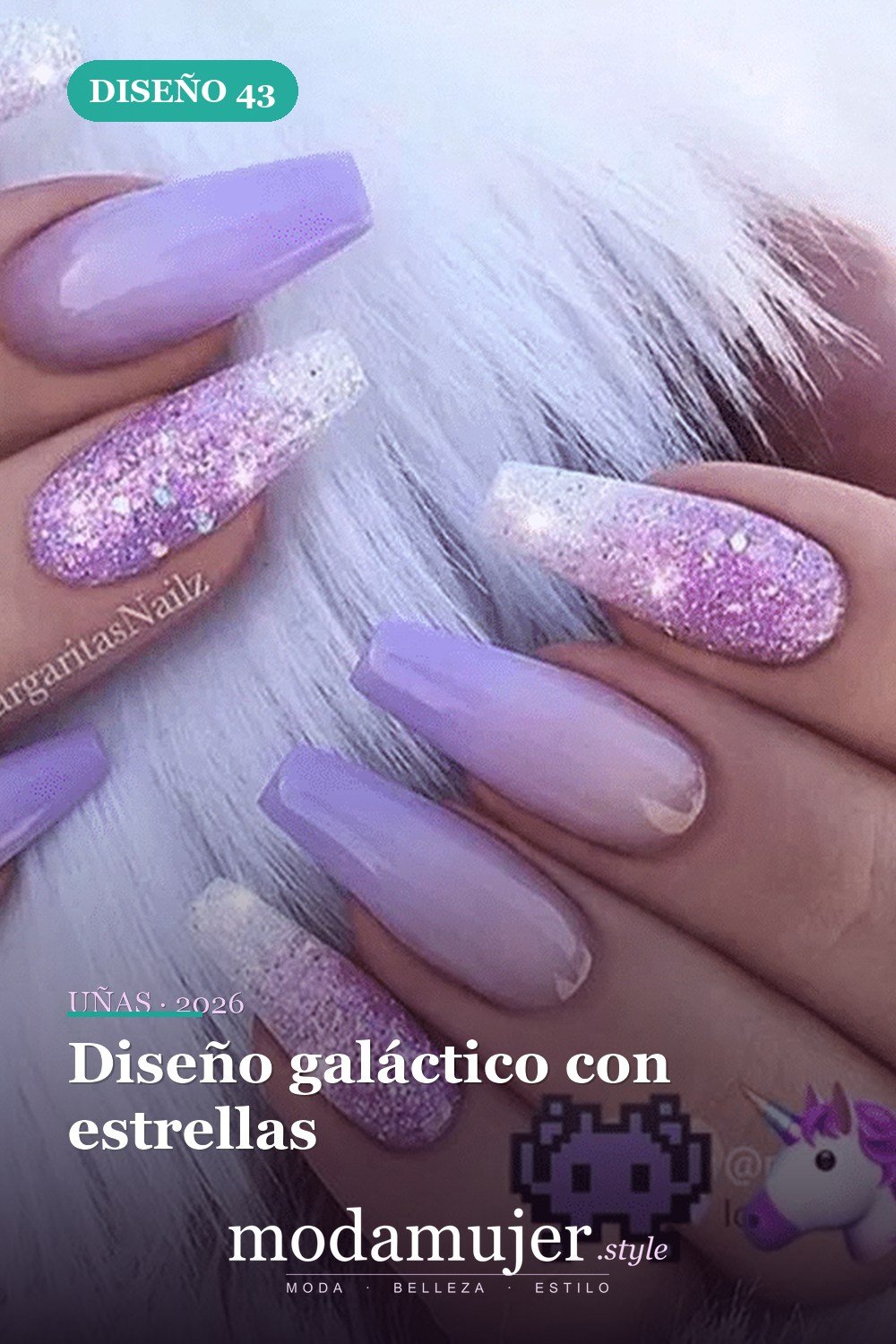 Diseño galáctico con estrellas — Más de 46 bonitos diseños de uñas de ataúd acrílico que debes probar