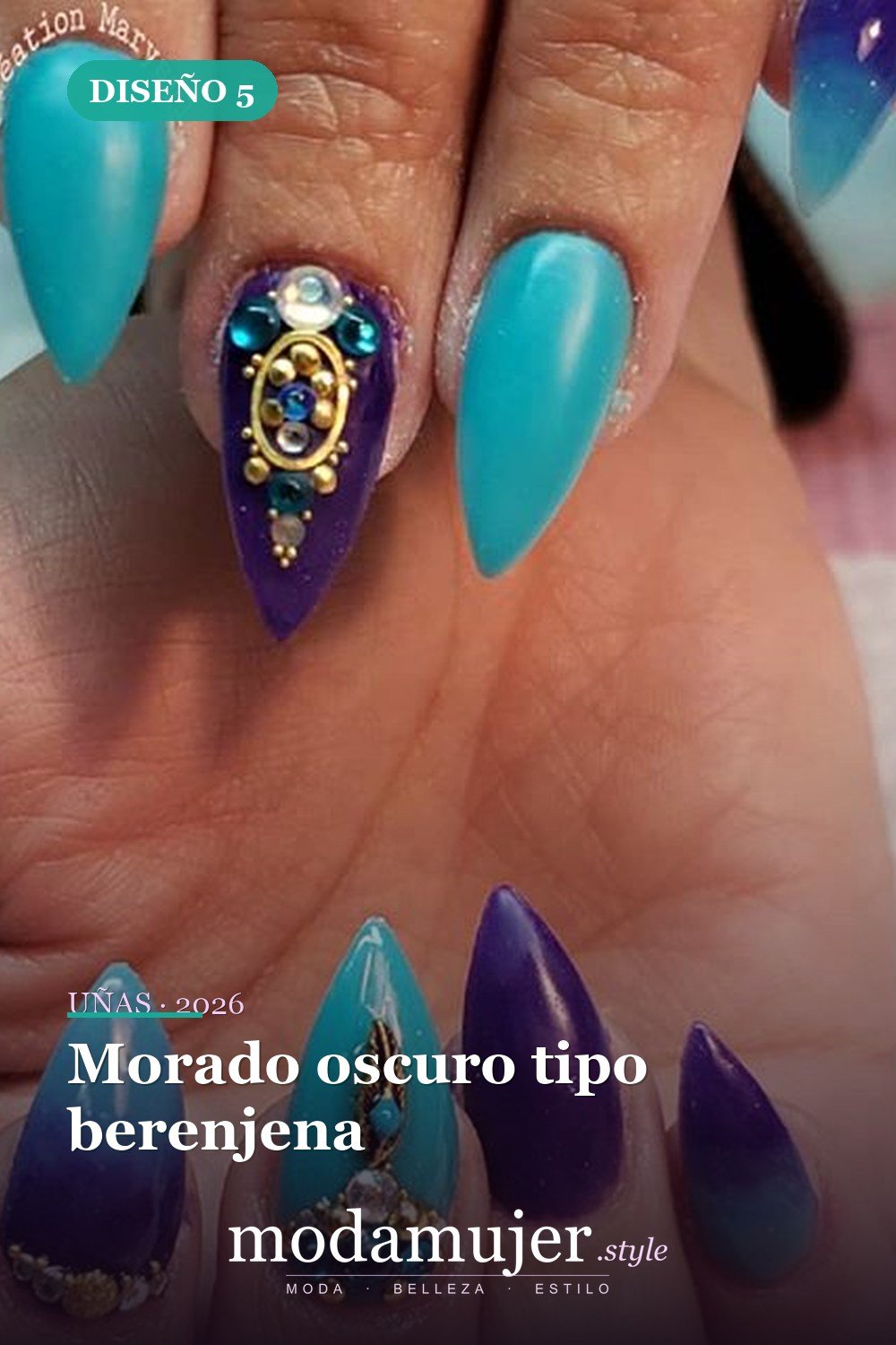 Morado oscuro tipo berenjena — Más de 60 encantadores y hermosos diseños de uñas morados