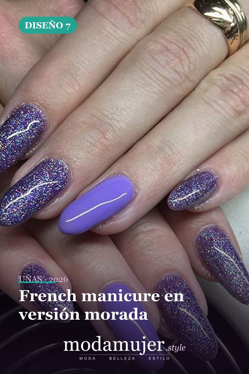 French manicure en versión morada — Más de 60 encantadores y hermosos diseños de uñas morados