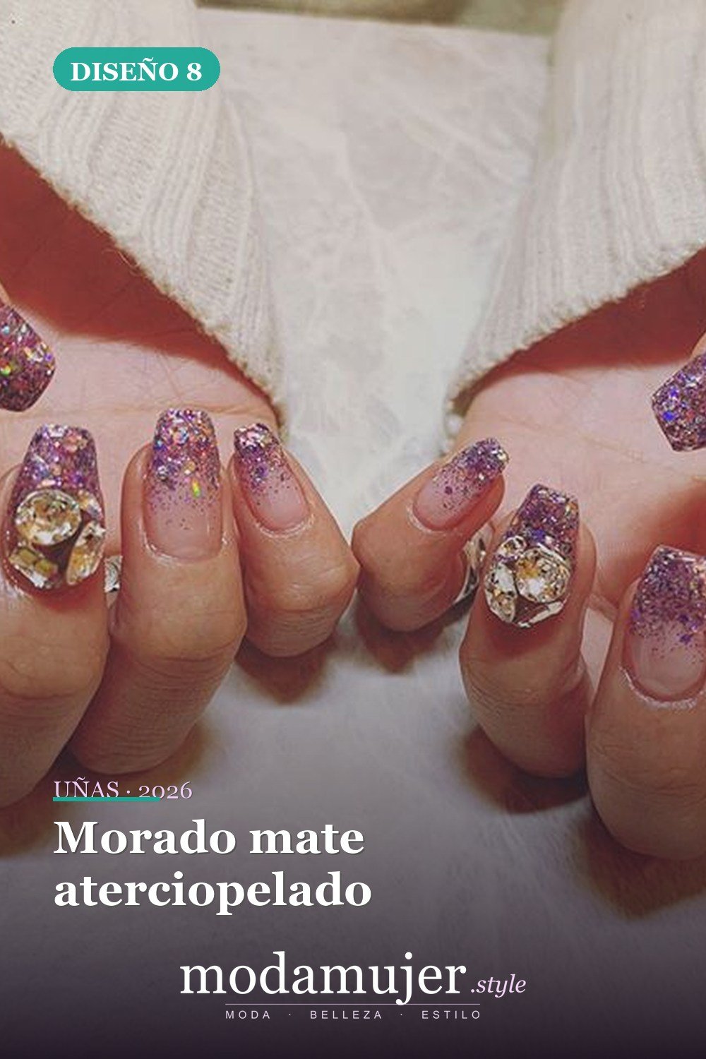 Morado mate aterciopelado — Más de 60 encantadores y hermosos diseños de uñas morados